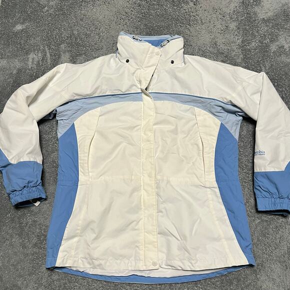 Columbia Coat Womens XL 3 in 1 Interchange Winter Jacket Off White Blue - Picture 1 of 10